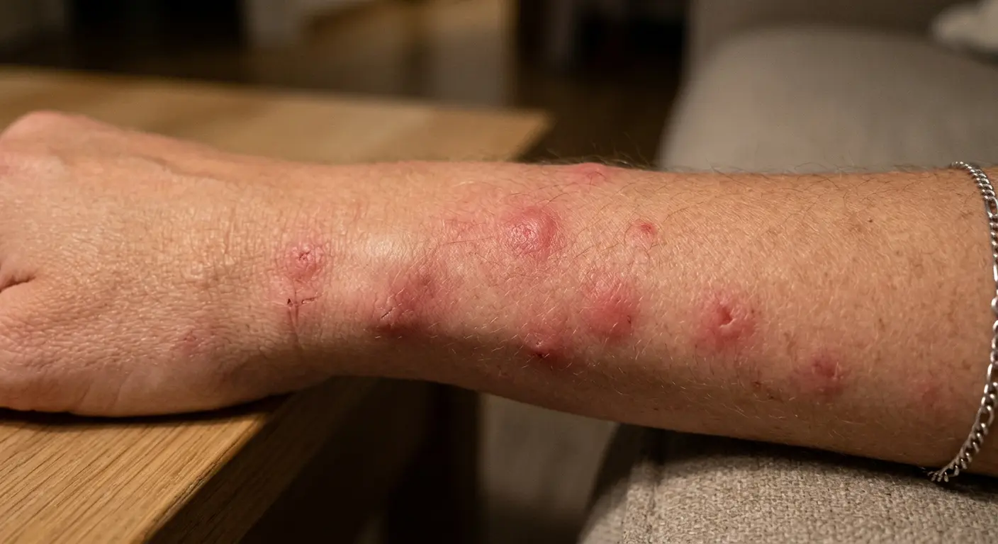 Red mosquito bites on skin