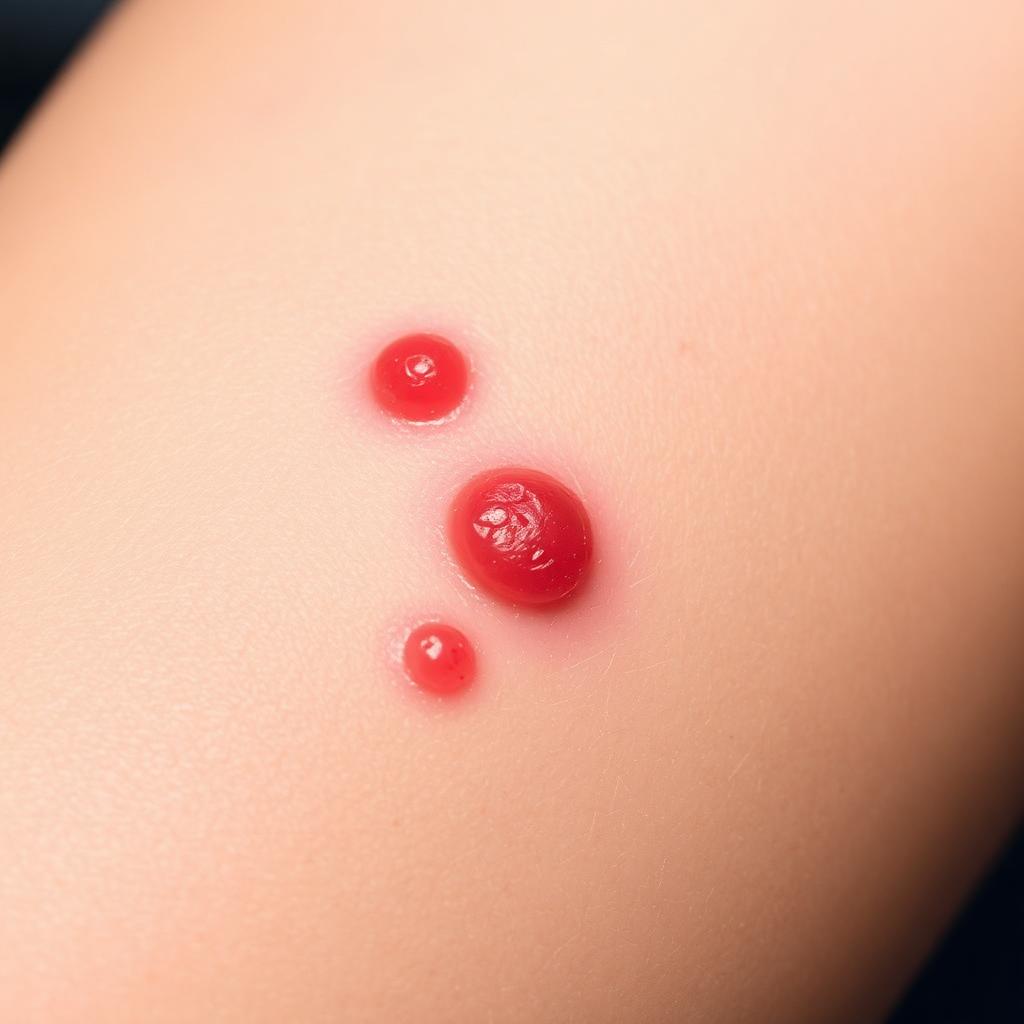 Red mosquito bites on skin